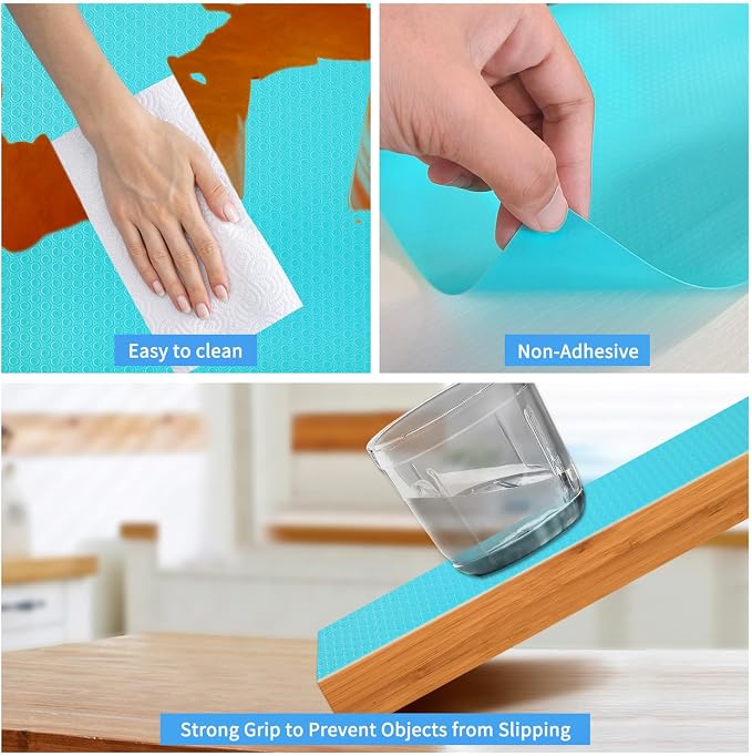 Bloss Shelf Liners, Non Adhesive EVA Drawer Mat Liners Roll for Bathroom, Kitchen, Desks, Deco Shelves 17.7x177 inch (Blue) - Image 5
