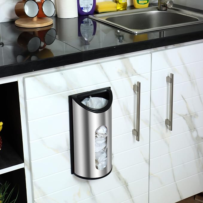 Utopia Kitchen Wall-Mounted Stainless Steel Grocery Bag Holder, Silver - Image 5