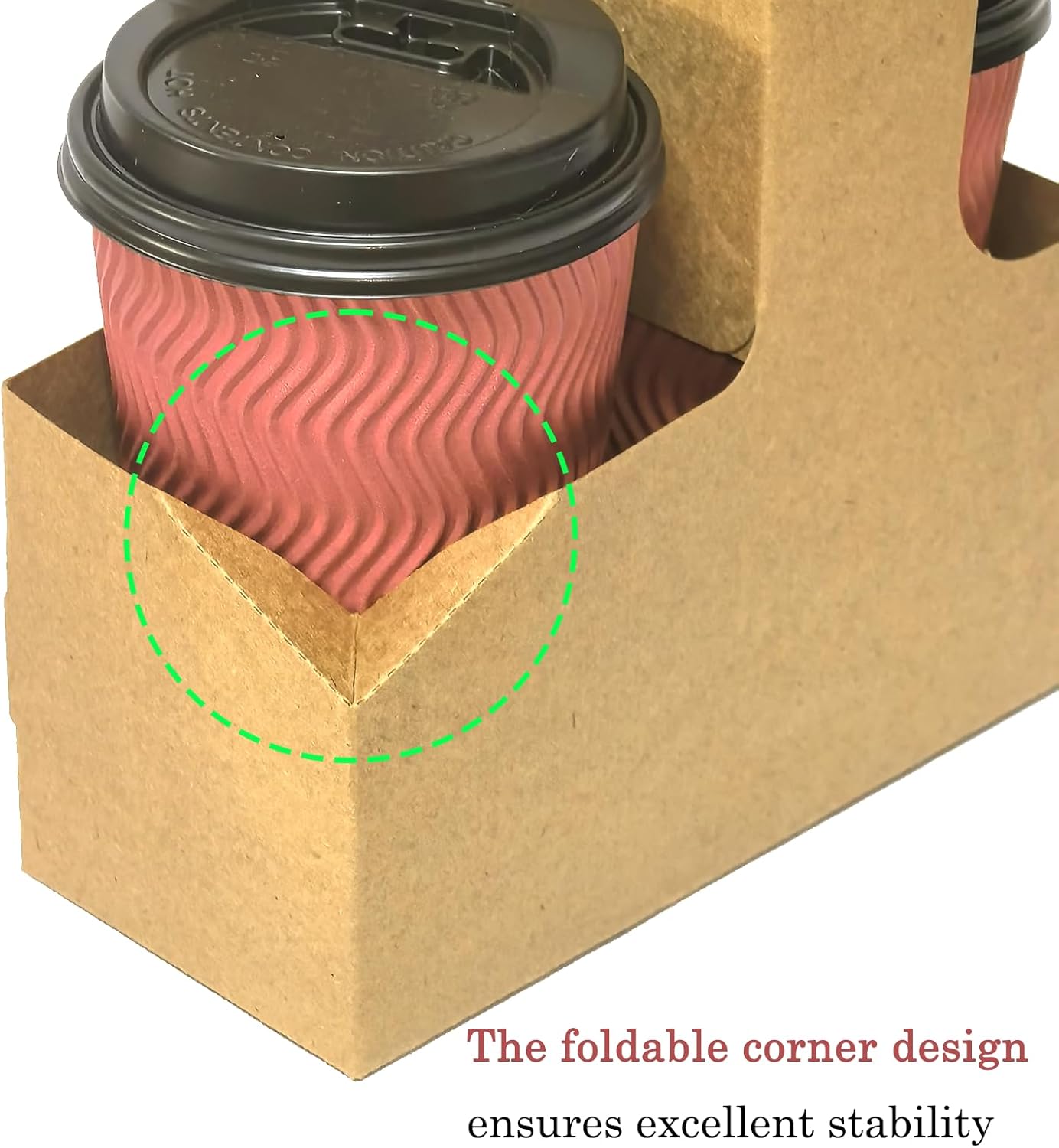 Disposable Drink Carrier with Handle, 2 Cup Kraft Paper to Go Coffee Cup Holder for Food Delivery Service Hot or Cold Drinks (100Pcs Kraft)