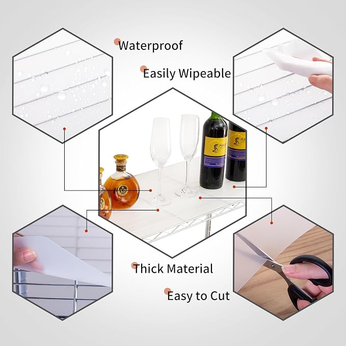 Poofzy Wire Shelf Liner 11.8" x 16.6", Set of 5 Clear - Image 3