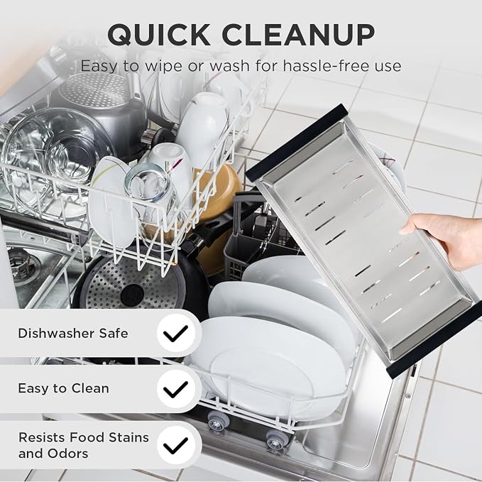 SANYCASA Stainless Steel Colander for Workstation Kitchen Sink, 304 Heavy Duty Strainer Basket, Large Capacity Kitchen Sink Drainer for Pasta, Fruits & Vegetables, 17" x 8" x 3" - Image 5