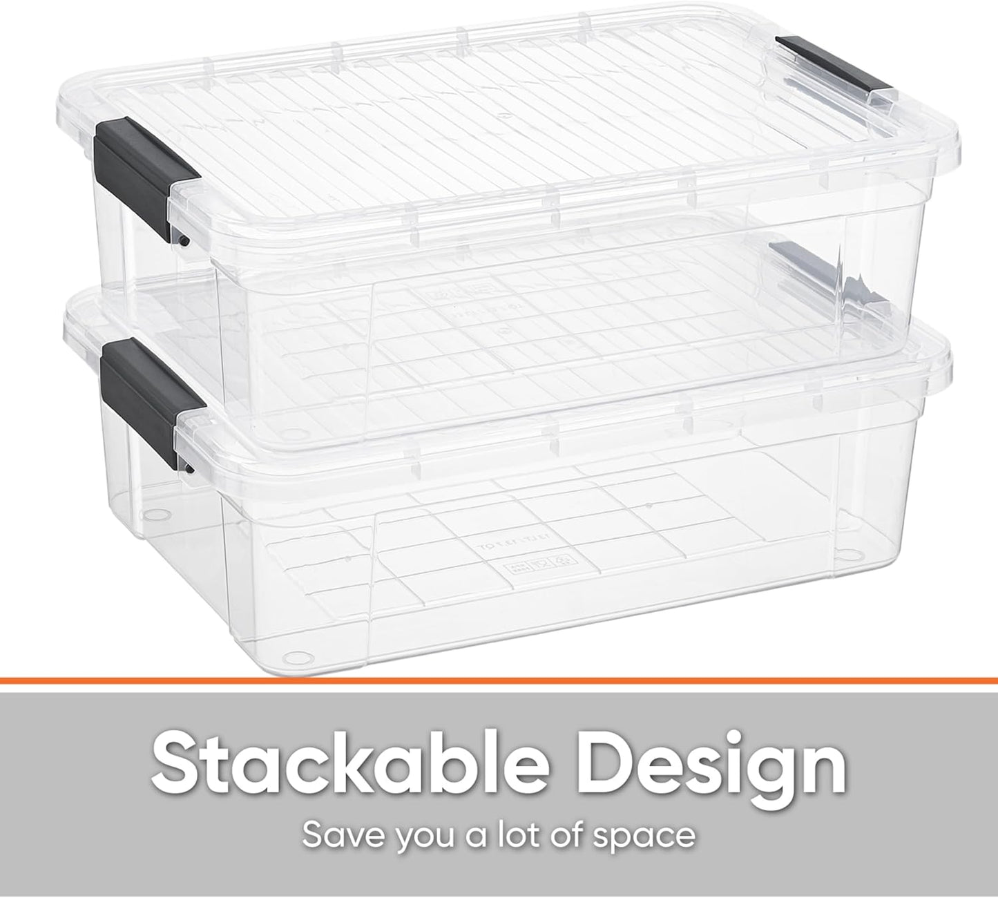 Superio Clear Storage Boxes with Lids, 16 Quart Plastic Container Bins for Organizing, Stackable Crates, BPA Free, Non Toxic, Odor Free, Organizers for Home, Office, School, and Dorm