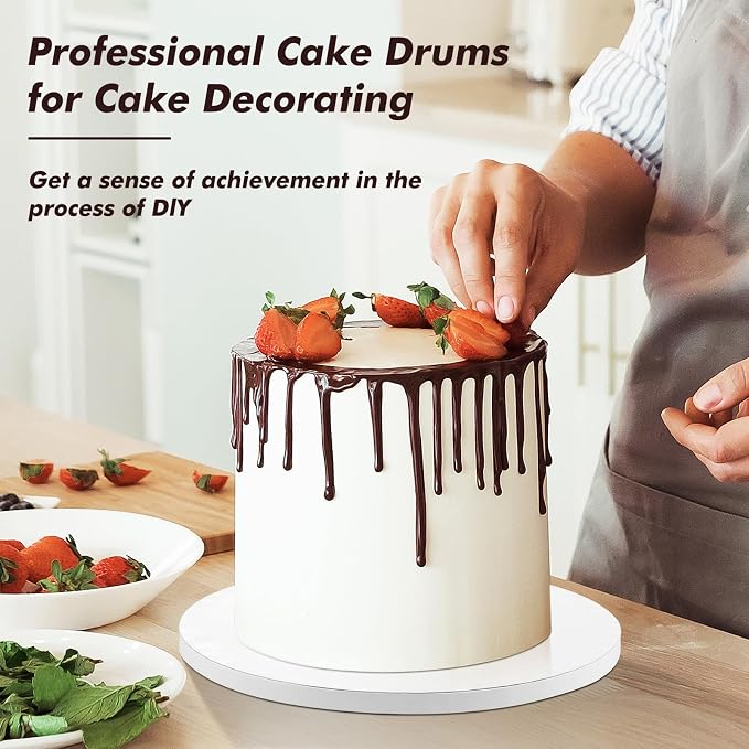 15 Pack Cake Drum Boards 8 Inch Round Cake Drums White 1/2” Thick Cake Drum Corrugated Cardboard Cake Board Base for Multi-Layer Cakes Sturdy Cake Decorating Supplies - Image 7