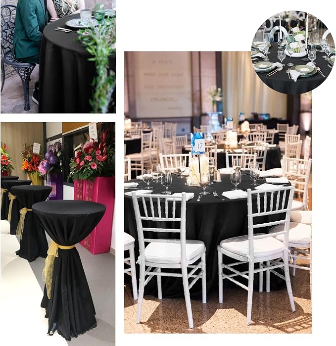 12 Pack 108 Inch Round Satin Tablecloth, Black - Image 7