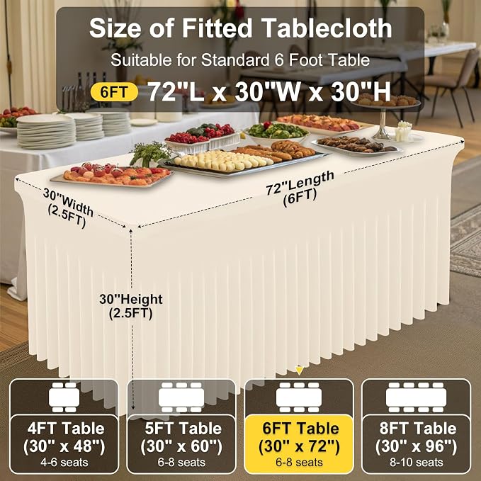 Smiry 2 Pack Spandex Elastic Fitted Table Cloth Skirt for 6FT Table - Image 4