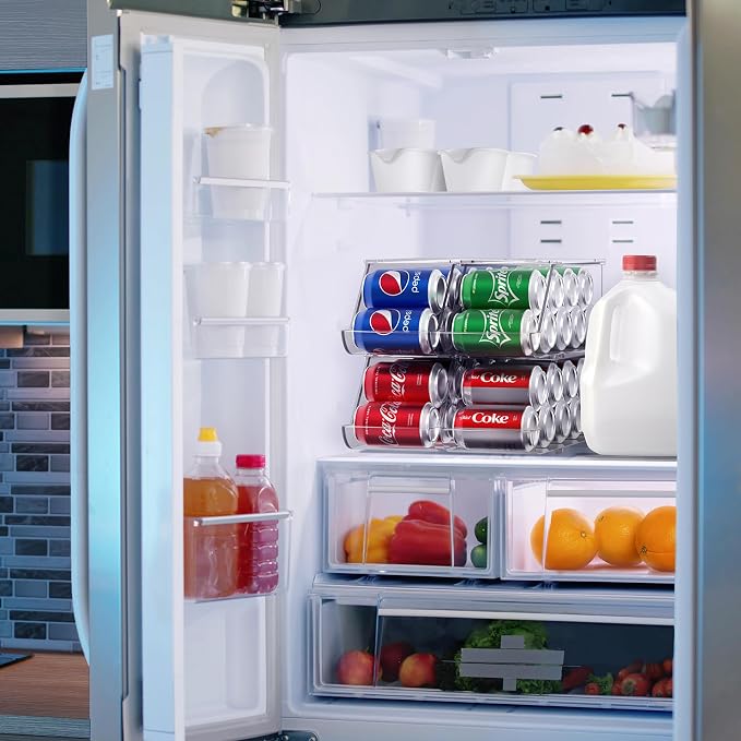 Sorbus Soda Can Organizer for Fridge & Freezer, Stackable with Lid (4 Pack) | BPA-free construction keeps drinks arranged and visible, with easy dispenser access for chilled storage and restocking. - Image 5