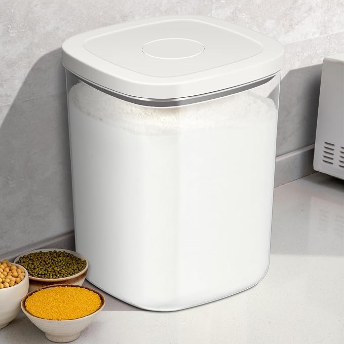 TBMAXS Airtight Rice Container 20 Lbs, Clear PET Plastic Food Storage Container Bin For Flour Sugar, Dry Food Holder with Easy Locking Lid for Kitchen Pantry Organization and Storage - Image 7