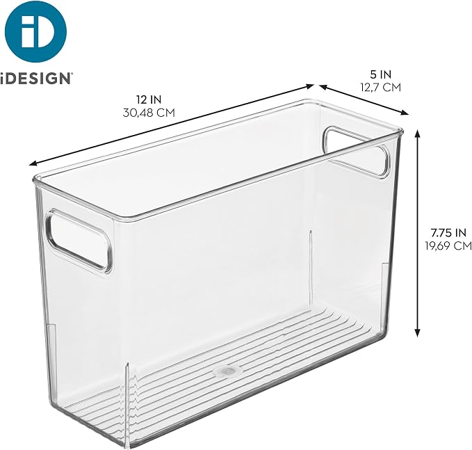iDesign Tall Plastic Storage Bin with Handles, Set of 4, Clear - Image 4