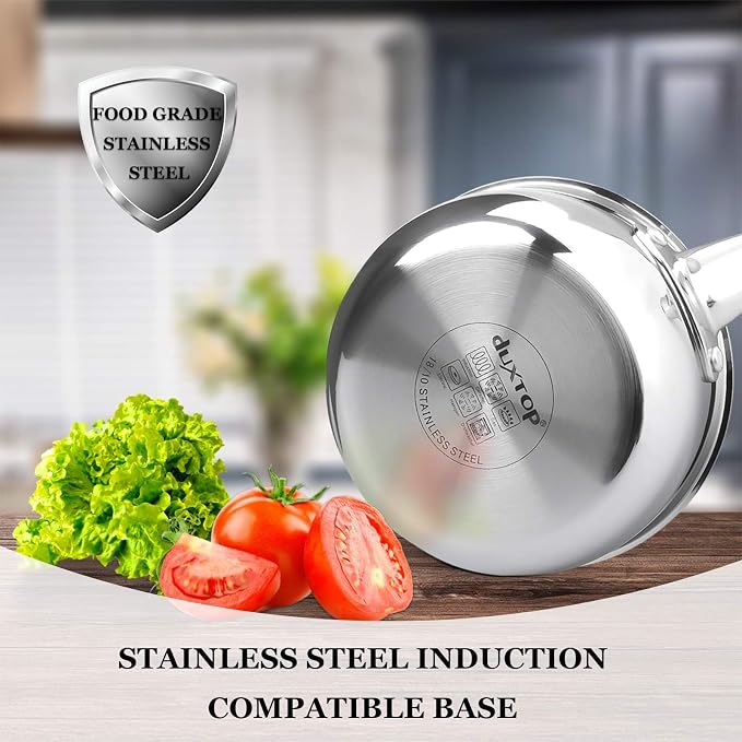 Duxtop Tri-Ply Stainless Steel Saucepan with Lid, 1.6 Qt Induction Pot - Image 4