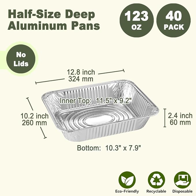 Half Size Deep Steam Table Pans, No Lids, 40 Pack - Image 2