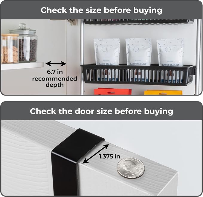 Smart Design Over-the-Door Organizer for Storage – Perfect for Pantry Organization, Bedroom, Bathroom Storage, Playroom, or Kitchen - Adjustable Steel Frame with 6 Baskets & Wall Mount – Black - Image 5