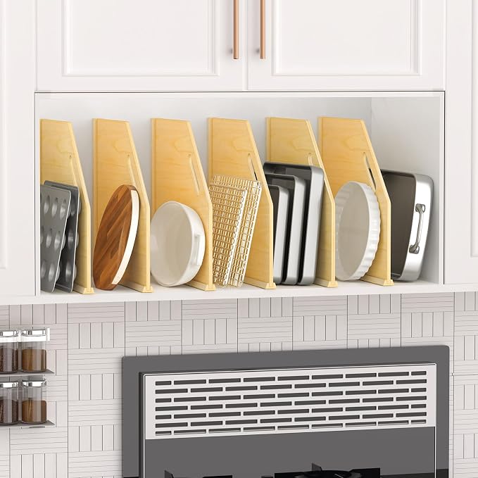 6 Pack Wood Tray Dividers Organizer For Kitchen Cabinet - Image 7