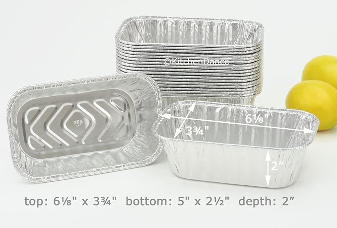 KitchenDance Disposable Aluminum Loaf Pans - Rectangular Aluminum Foil Pans for Meat Loaf's, Breads, Apple Cakes - Baking Pan Perfect for Baking, Cooking, and Preparing Food, 1 Pound Loaf, 50 Count - Image 4