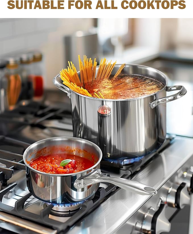 Cooks Standard Multi-Ply Clad 1.5 Quart Stainless Steel Saucepan with Glass Lid, Small Kitchen Induction Cooking Sauce Pot Pan, Dishwasher & Oven Safe, Compatible with All Cooktops - Image 3