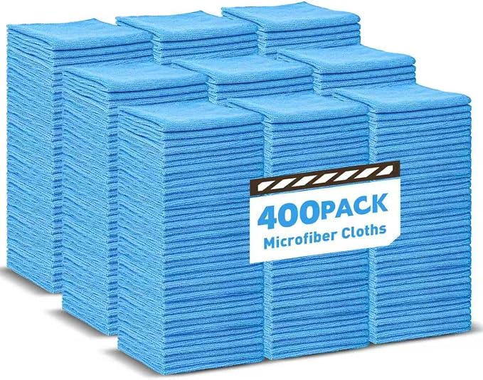 TEAWOO Blue Microfiber Towels Bulk-400 Pack, Cleaning Cloths Bulk by TEAWOO