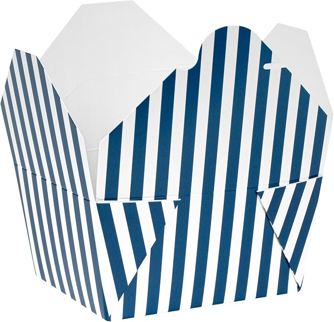 Restaurantware 30 oz Blue And White Stripe 1 Bio Box Container, 50 Ct - Image 16