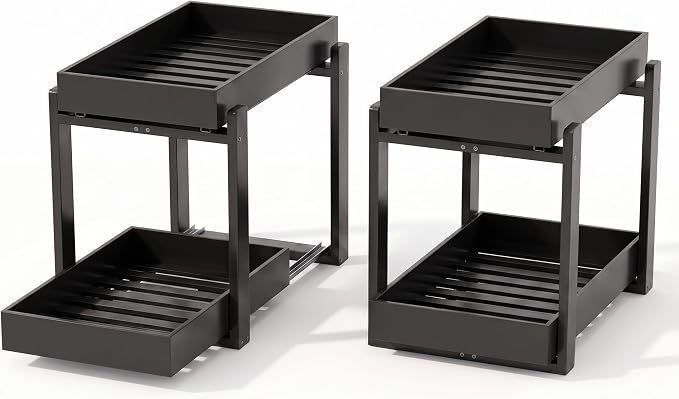 MHXW SXPN Bamboo Under Sink Organizer, 2 Pack Pull Out Cabinet Organizer - Image 9