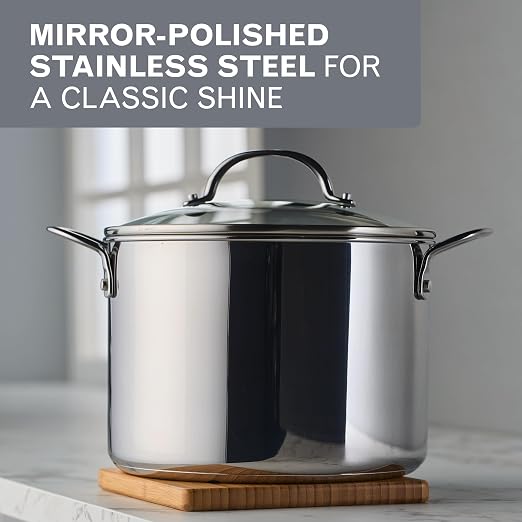 Farberware Millennium Stainless Steel Stockpot with Lid, Induction Ready, Compatible with All Cooktops, Metal Utensil Safe, 8 Quart Dutch Oven, Dishwasher Safe - Stainless Steel - Image 3