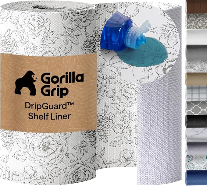 GORILLA GRIP Shelf Liner, Kitchen Drawer Protector, 20x240 Floral Gray by Unknown