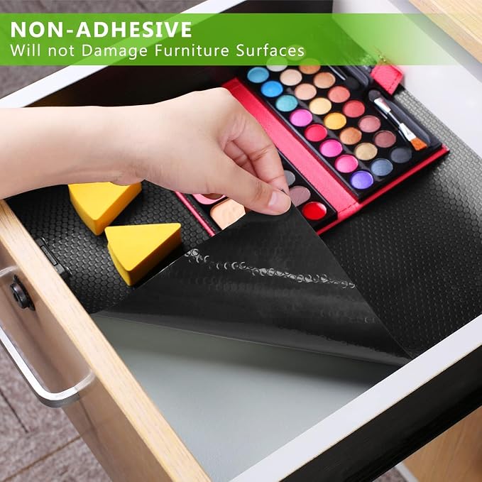 WochiTV Shelf Liner for Cabinets, Drawer 23.6 Inch x 15 Feet, Non Adhesive EVA Plastic Waterproof Protectors Mats for Kitchen, Pantry, Bathroom Closet, Cupboard, Black - Image 5