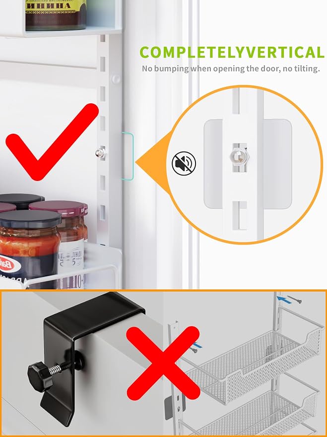 8-Tier Over Door Pantry Organizer, Metal Hanging Storage Rack for Kitchen Bedroom White - Image 6