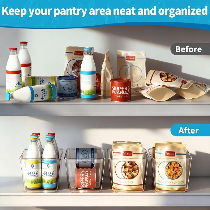 Clear Fridge Organizer Bins with Handles, 6 Pack Medium 10×6×5 Inch - Image 7