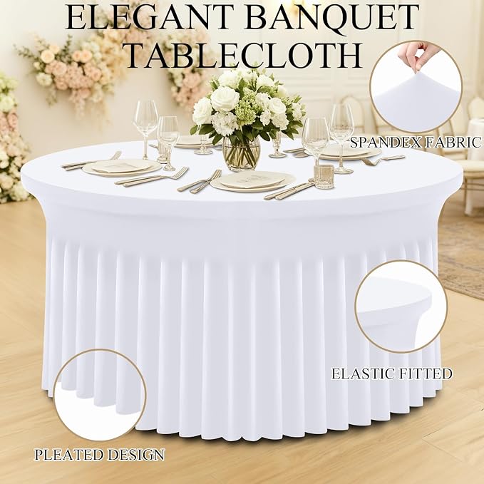 Moosfor 2 Pack Spandex Fitted Rectangle Tablecloth, Elastic Table Skirt - Image 4