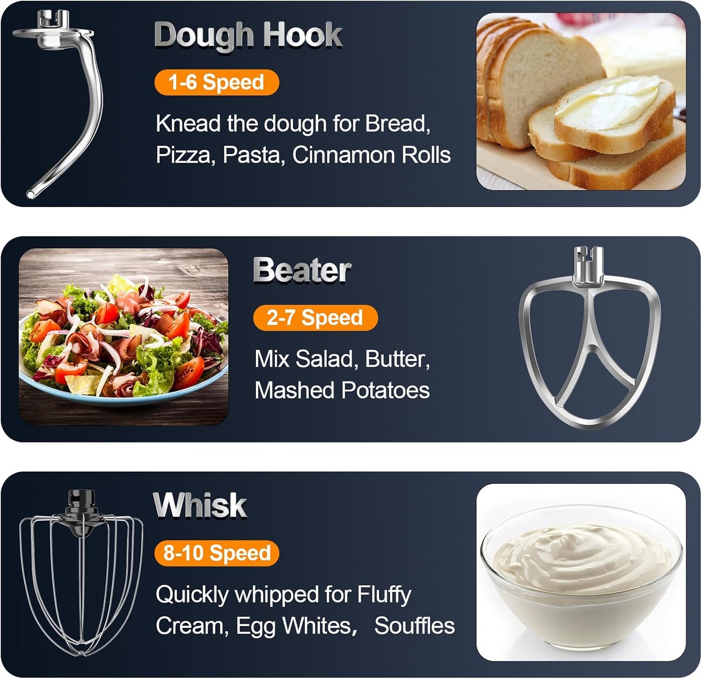 Stand Mixer, 6.5QT 10-Speed Tilt-Head Electric Stand Mixer, 3-In-1 Kitchen Mixer with Bowl, Dough Hook, Whisk and Beater, Food Mixer for Baking, Cake and Most Home Cooks, Light Green