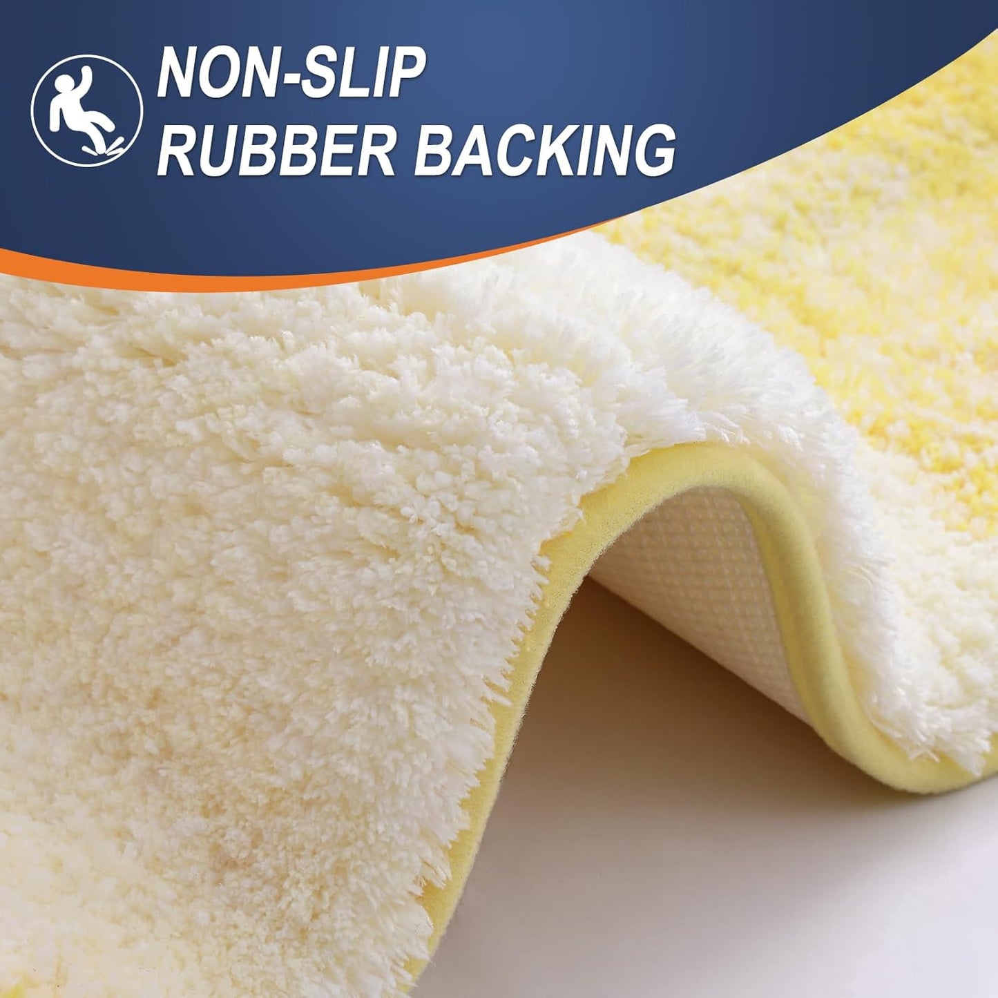 OLANLY Bathroom Rugs Mat 36x24, Extra Soft Absorbent Microfiber Bath Rugs, Rubber Backing, Quick Dry, Machine Washable Bath Mats for Bathroom Floor, Tub and Shower, Home Decor Accessories, Yellow