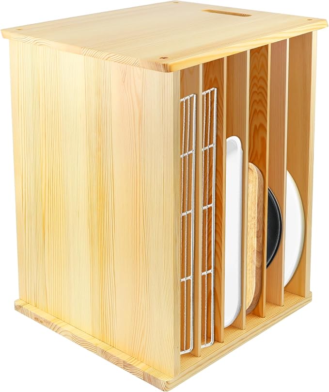 Wooden Tray Dividers for Kitchen Cabinet, 7 Tier Large Size Tray Dividers, 19.7 in x15.74 in x15.2 in, for Cookie Sheets, Baking trays, Cutting Board, Pans, for Organizing Cabinets, 5 Years Warranty by KMHGD--