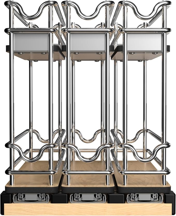 Rev-A-Shelf 9" Pullout Organizer, 2 Tier Triple Narrow Upright Shelf, 5WU2-9N3-1 - Image 2