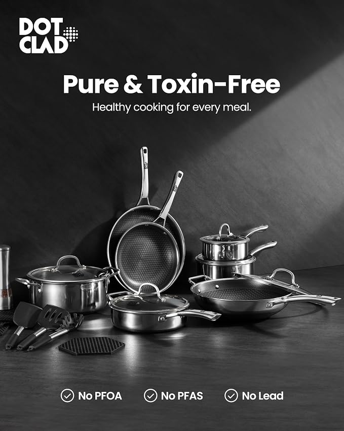 11-Piece Hybrid Stainless Steel Cookware Set, Non Stick Pots and Pans - Image 8