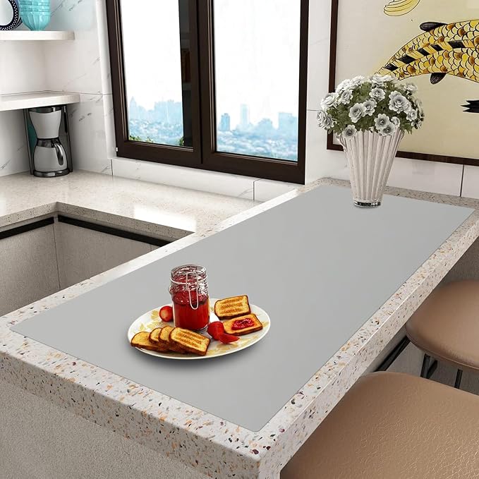 Extra Large Silicone Mat,Silicone Mats for Kitchen Counter Island Dinner Table Countertop Protector Heat Resistant Mat (120” x 48”, Grey) by InfiOne