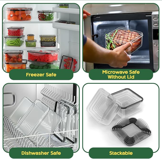 RockBerry 44 Pcs Food Storage Containers with Lids Airtight | Plastic Meal Prep Container for Pantry Kitchen Organization, Microwave,Dishwasher, Freezer Safe -100% Leak Proof - Image 6