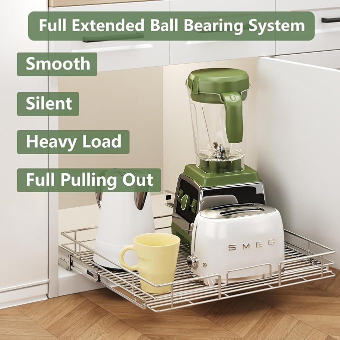 LOVMOR Pull Out Cabinet Organizer 31½" W x 21½" D, Kitchen Cabinet Pull Out Shelves Slide Out Storage - Image 2