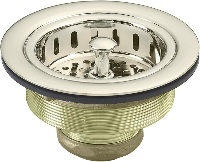 Westbrass D214-05 3-1/2" Post Style Large Kitchen Sink Basket Strainer, Polished Nickel by Westbrass