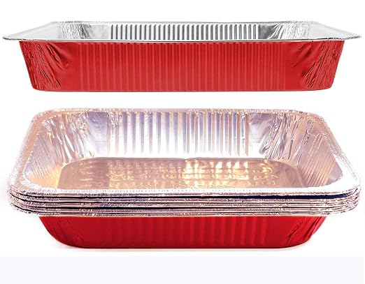 Tiger Chef Full Size Red Disposable Aluminum Foil Steam Table Baking Pans, 19 5/8in x 11 5/8in x 2 3/16 inches Deep Disposable Chafing Pans 50-Pack - Image 3