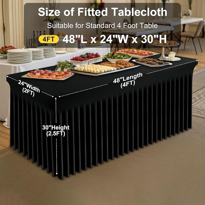 Smiry Spandex Elastic Fitted Table Cloth Skirt for 4FT Rectangle Table - Image 4