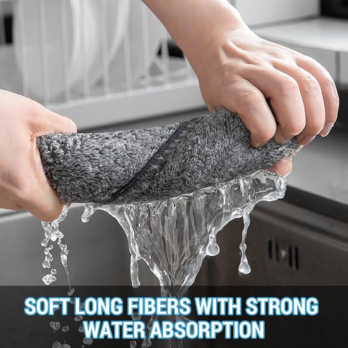 Reusable Kitchen Rags Cleaning Cloths Towels Microfiber Washcloths Dish Cloth Dishtowels Household Bamboo Charcoal Dishcloth Kitchen Thickened Wipe Table Absorbent Oil Off Easy to Clean (10) - Image 5
