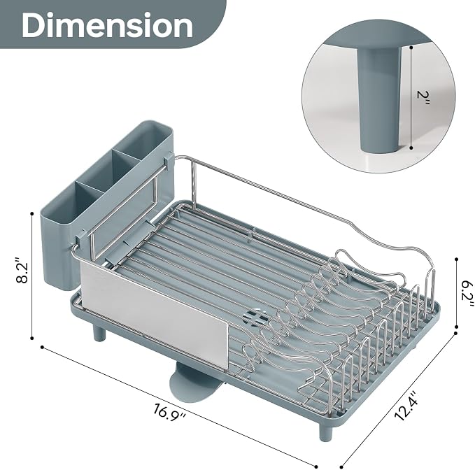 Urackify Dish Drying Rack - Stainless Steel Dish Rack for Kitchen Counter - Image 2