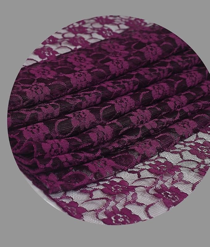 VDS Pack of 12 Floral Lace Table Runners Centerpiece Cloth Linen for Wedding Bithday Graduation Engagement Ceremony Events Party Banquets Table Decoration (12x108 inch) (Eggplant) - Image 3