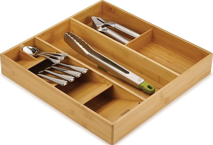Joseph Joseph DrawerStore Compact Utensil Organizer For Kitchen Drawer Silverware, Flatware Tray, Large, Bamboo by Unknown