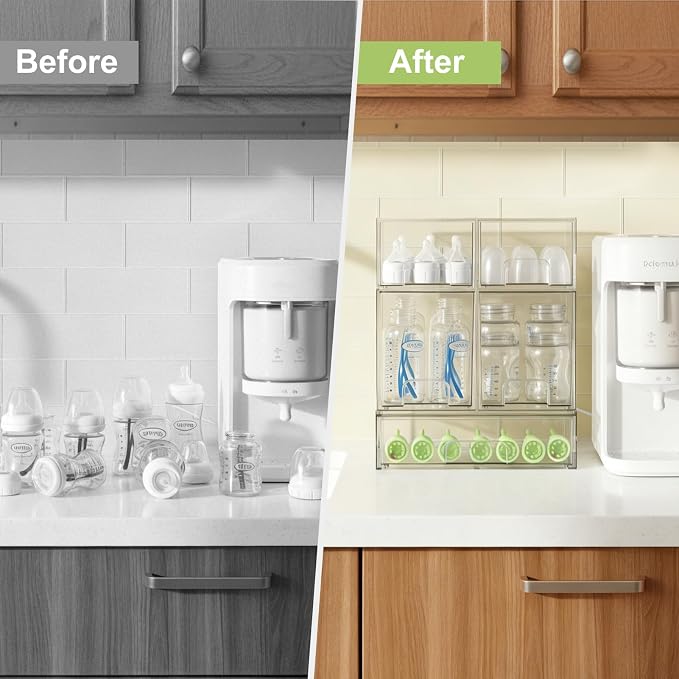 Bottle Storage Organizer Baby: Acrylic Stackable Storage Drawers | Clear Bottles Station Organizer for Countertop, Vanity, Bathroom, Cabinet Organization - 5 Pack - Image 6