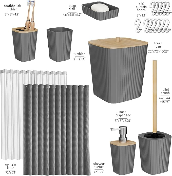 Clara Clark Bathroom Set, Shower Curtain Set, Bathroom Accessory Set - Image 2