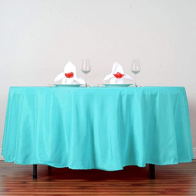 Balsa Circle 6 pcs 108 inch Turquoise Round Polyester Tablecloths Fabric Table Cover Linens for Wedding Party Banquet Reception Events Kitchen Dining - Image 5