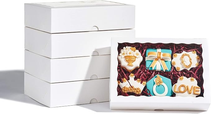 24PCS 10 x 7 x 2.5 inches Elegant White Cookie Boxes, Strawberry Boxes with Clear Window,Paper Gift Box - Image 5