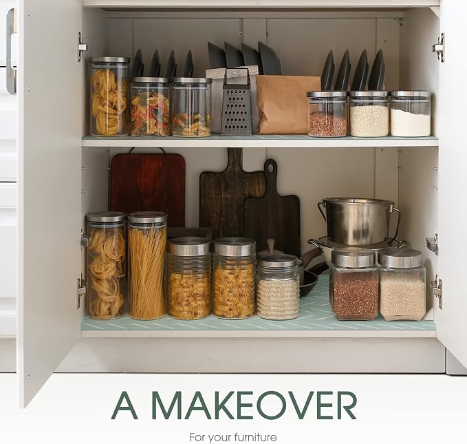 Glotoch Drawer Liner and Shelf Liner, 17.5" W x 360" L, Green Herringbone - Image 6