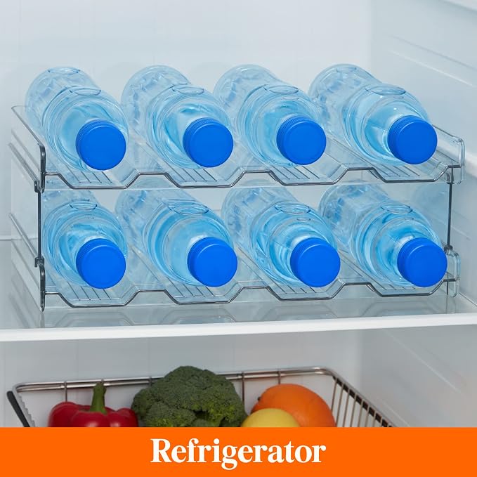 Lifewit Stackable Water Bottle Organizer for Cabinet, Clear Tumbler Holder | Large Slot for Up to 32 oz Cups, Plastic Wine Rack for Fridge, Pantry, Kitchen Organization & Storage, 2-Tier Holds 8 Bottles - Image 7