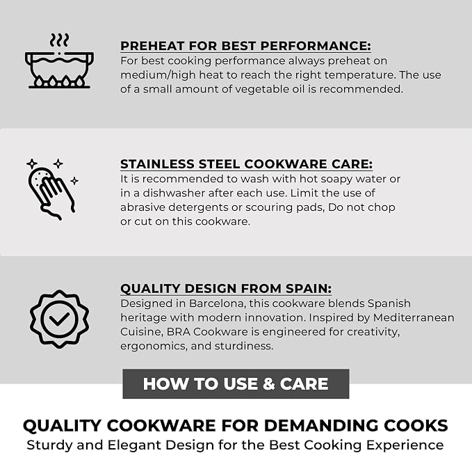 BRA COOKWARE Signature Stainless Steel Sauté Pan w/Lid | 11 Inches 4 Qt - Image 7
