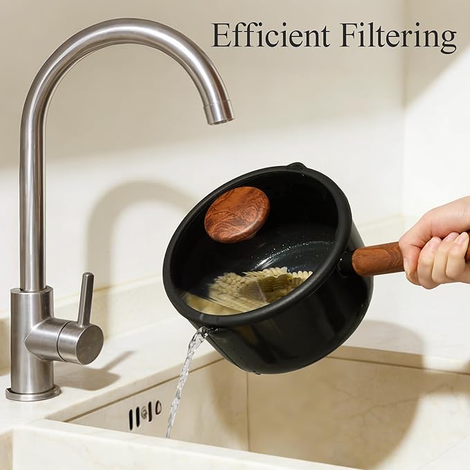 CAROTE 2QT & 3QT Sauce Pan Sets with Lid & Ladle Ceramic Nonstick Pot Set Non Toxic Saucepan Small Kitchen Cooking Pots, Easy to Clean, Induction Comptable, PFAS PTFE Free, Black - Image 4